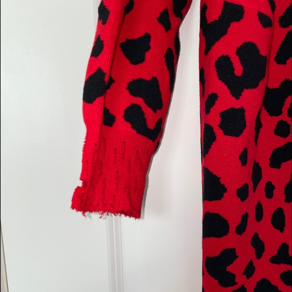 Long Red Leopard Cardigan - Picture 3 of 13